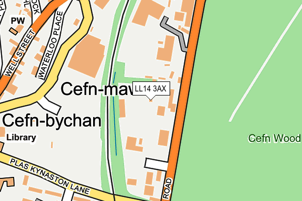 LL14 3AX map - OS OpenMap – Local (Ordnance Survey)