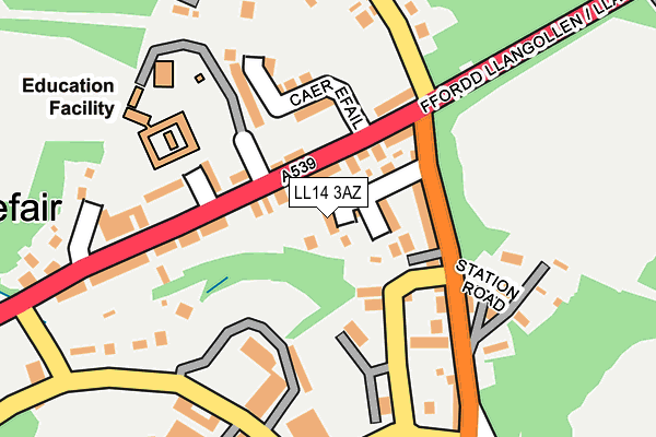 LL14 3AZ map - OS OpenMap – Local (Ordnance Survey)