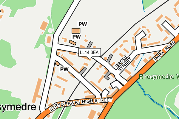 LL14 3EA map - OS OpenMap – Local (Ordnance Survey)