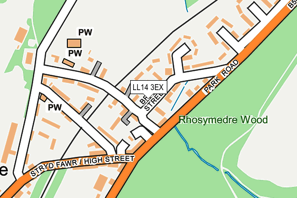 LL14 3EX map - OS OpenMap – Local (Ordnance Survey)