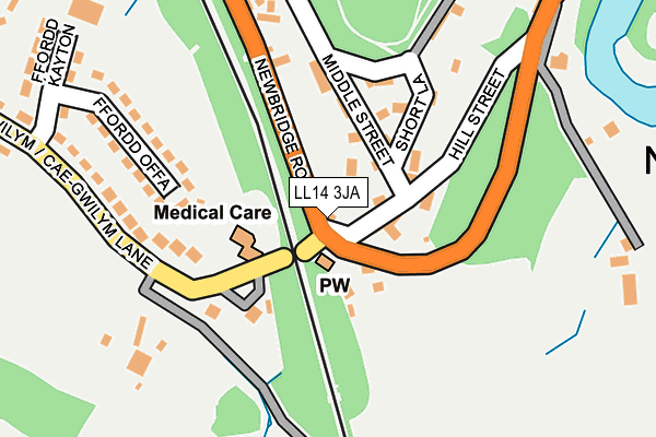 LL14 3JA map - OS OpenMap – Local (Ordnance Survey)