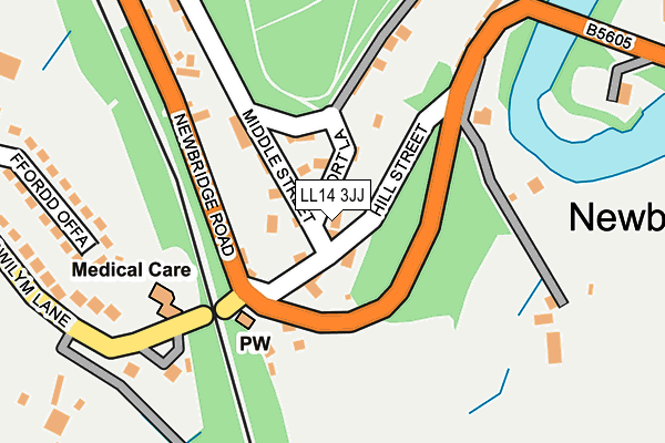 LL14 3JJ map - OS OpenMap – Local (Ordnance Survey)