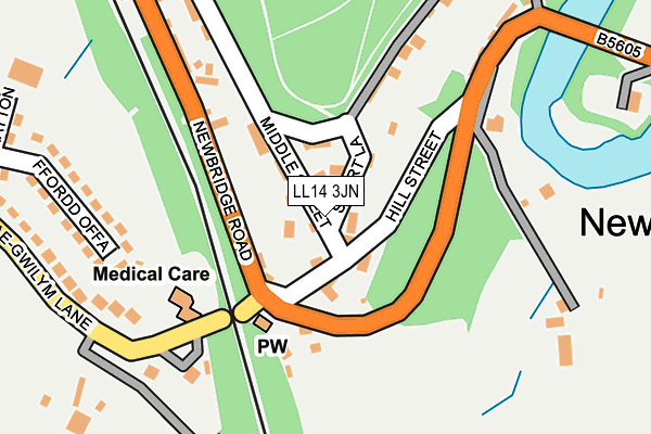 LL14 3JN map - OS OpenMap – Local (Ordnance Survey)