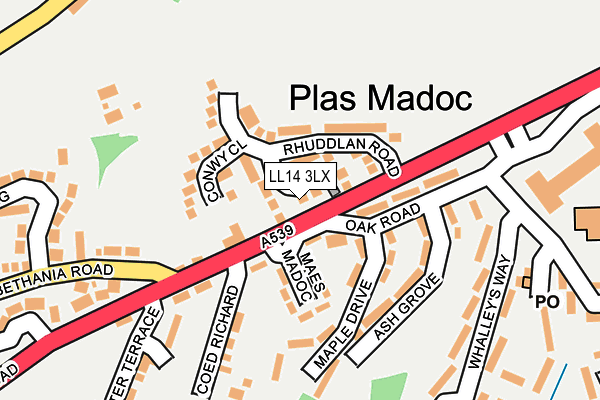 LL14 3LX map - OS OpenMap – Local (Ordnance Survey)