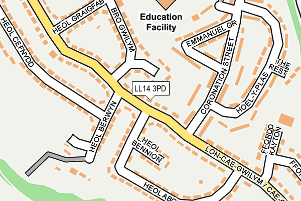 LL14 3PD map - OS OpenMap – Local (Ordnance Survey)