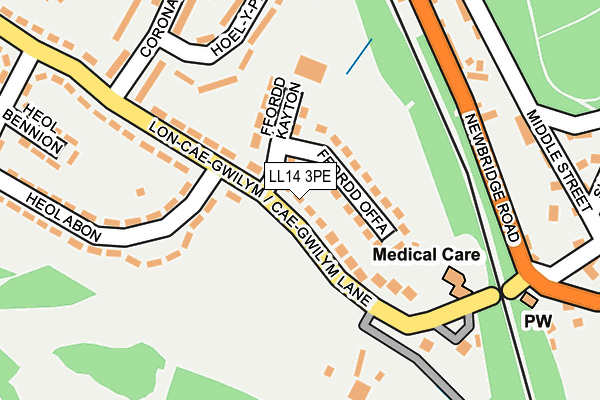 LL14 3PE map - OS OpenMap – Local (Ordnance Survey)