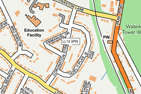 LL14 3PW map - OS OpenMap – Local (Ordnance Survey)