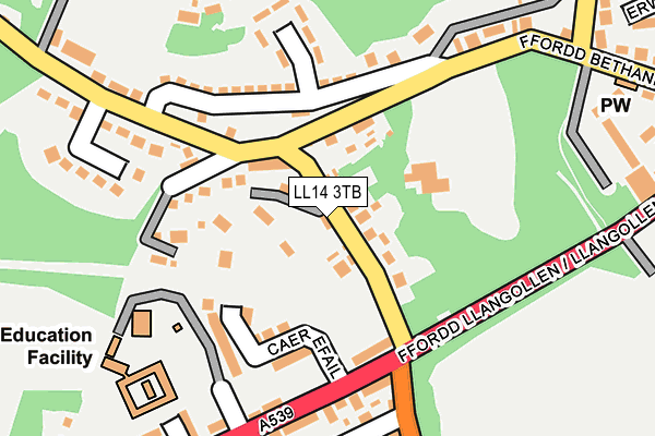 LL14 3TB map - OS OpenMap – Local (Ordnance Survey)