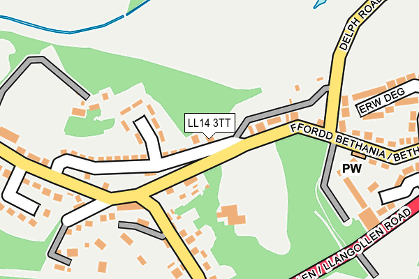 LL14 3TT map - OS OpenMap – Local (Ordnance Survey)