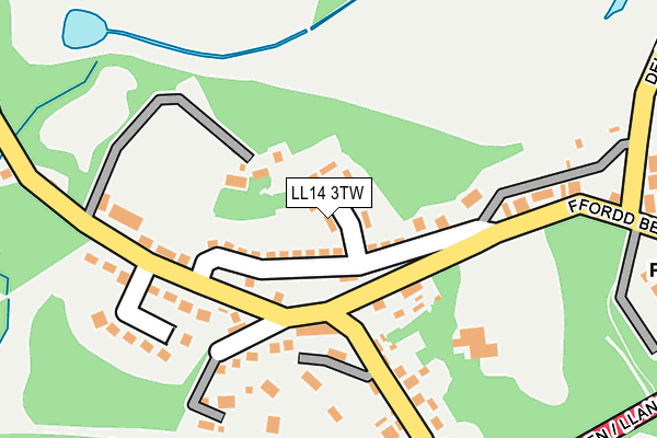LL14 3TW map - OS OpenMap – Local (Ordnance Survey)