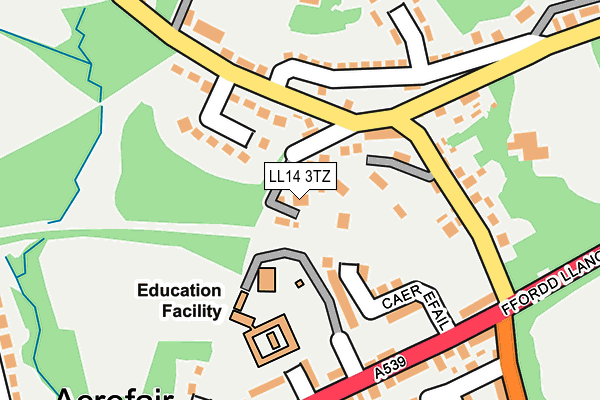 LL14 3TZ map - OS OpenMap – Local (Ordnance Survey)