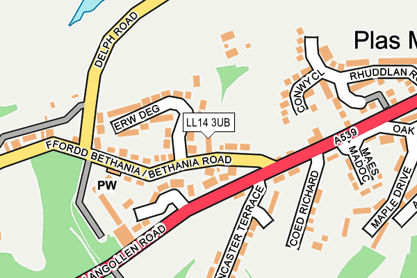LL14 3UB map - OS OpenMap – Local (Ordnance Survey)