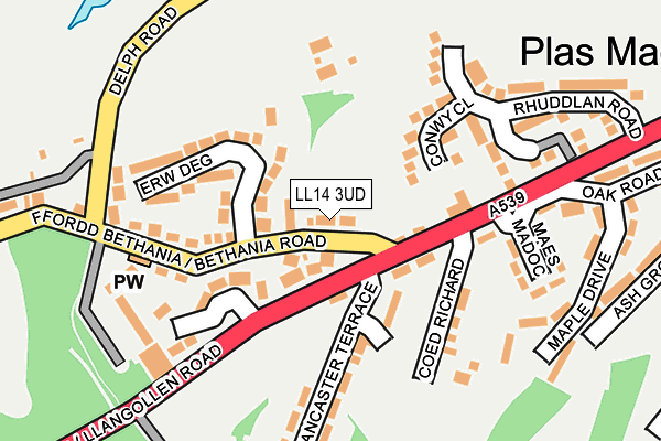 LL14 3UD map - OS OpenMap – Local (Ordnance Survey)