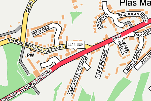 LL14 3UF map - OS OpenMap – Local (Ordnance Survey)