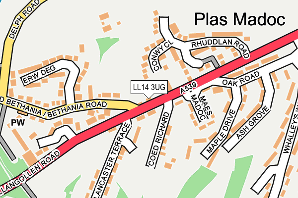 LL14 3UG map - OS OpenMap – Local (Ordnance Survey)