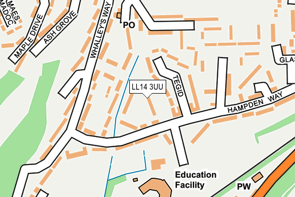 LL14 3UU map - OS OpenMap – Local (Ordnance Survey)