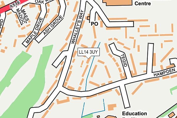 LL14 3UY map - OS OpenMap – Local (Ordnance Survey)