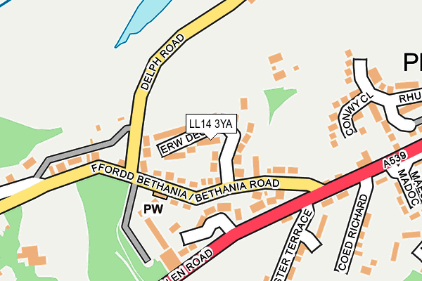 LL14 3YA map - OS OpenMap – Local (Ordnance Survey)