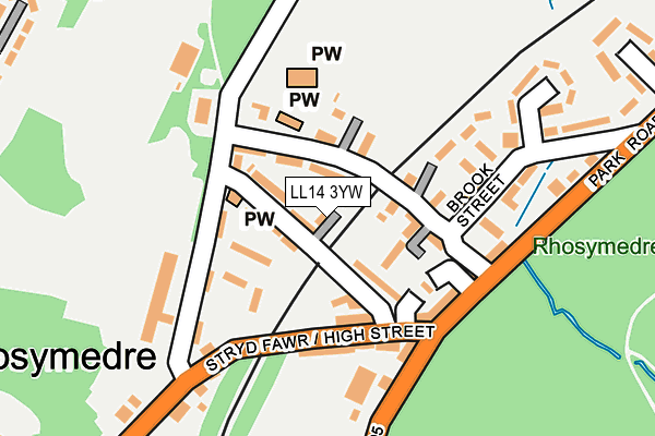 LL14 3YW map - OS OpenMap – Local (Ordnance Survey)