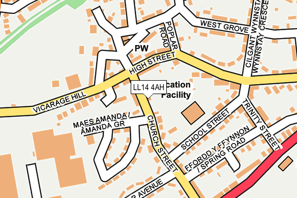 LL14 4AH map - OS OpenMap – Local (Ordnance Survey)