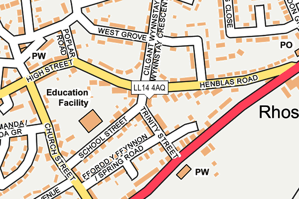 LL14 4AQ map - OS OpenMap – Local (Ordnance Survey)