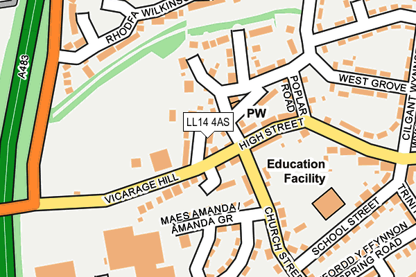 LL14 4AS map - OS OpenMap – Local (Ordnance Survey)