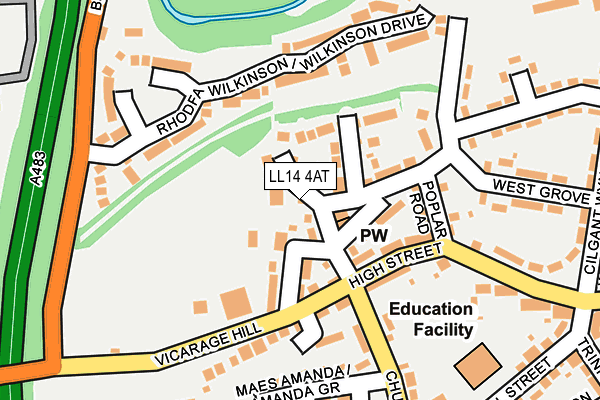 LL14 4AT map - OS OpenMap – Local (Ordnance Survey)