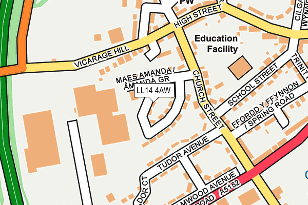 LL14 4AW map - OS OpenMap – Local (Ordnance Survey)
