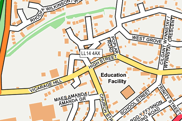 LL14 4AX map - OS OpenMap – Local (Ordnance Survey)