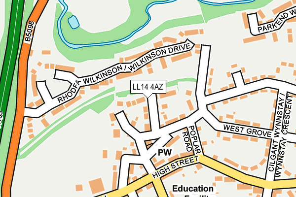 LL14 4AZ map - OS OpenMap – Local (Ordnance Survey)