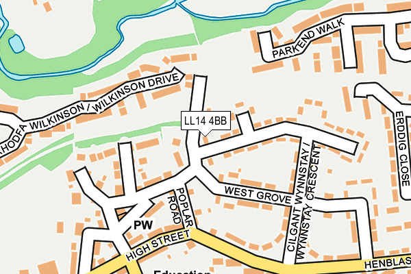 LL14 4BB map - OS OpenMap – Local (Ordnance Survey)