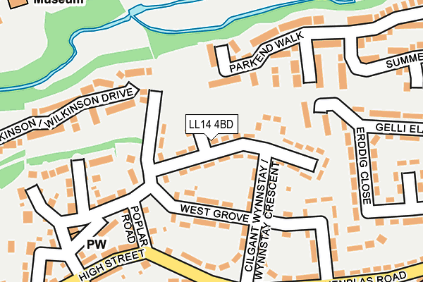 LL14 4BD map - OS OpenMap – Local (Ordnance Survey)