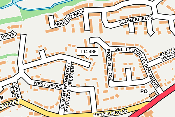 LL14 4BE map - OS OpenMap – Local (Ordnance Survey)