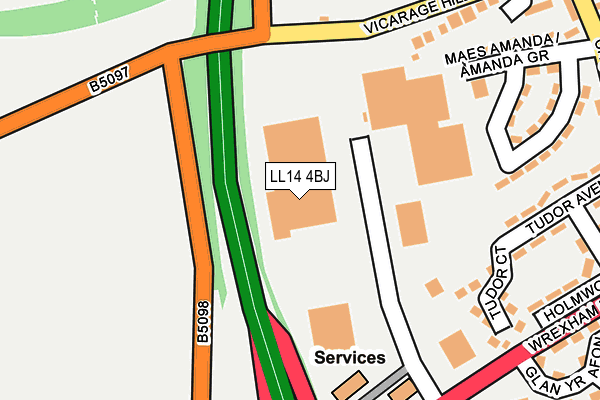 LL14 4BJ map - OS OpenMap – Local (Ordnance Survey)