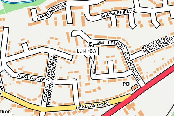 LL14 4BW map - OS OpenMap – Local (Ordnance Survey)
