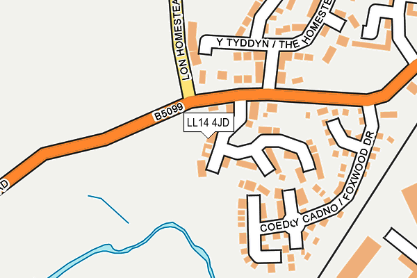 LL14 4JD map - OS OpenMap – Local (Ordnance Survey)