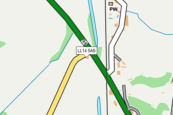 LL14 5AS map - OS OpenMap – Local (Ordnance Survey)