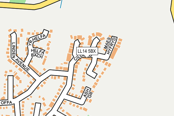 LL14 5BX map - OS OpenMap – Local (Ordnance Survey)