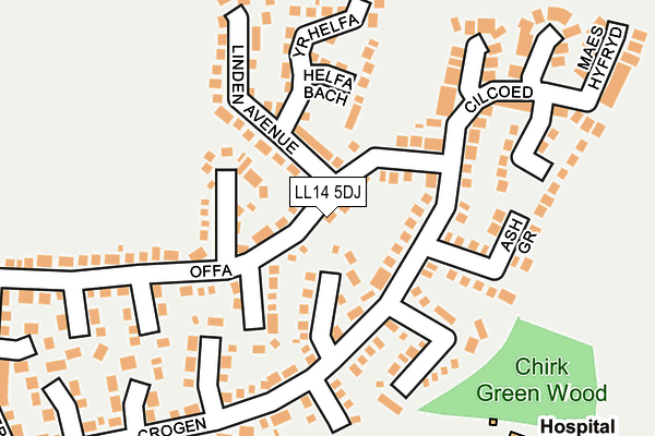LL14 5DJ map - OS OpenMap – Local (Ordnance Survey)