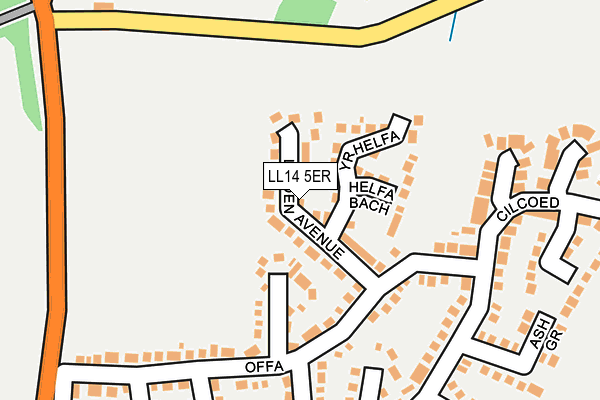 LL14 5ER map - OS OpenMap – Local (Ordnance Survey)