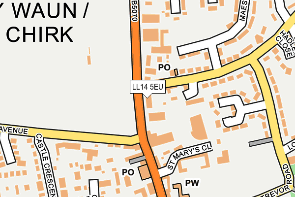 LL14 5EU map - OS OpenMap – Local (Ordnance Survey)