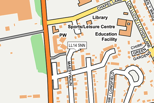 LL14 5NN map - OS OpenMap – Local (Ordnance Survey)