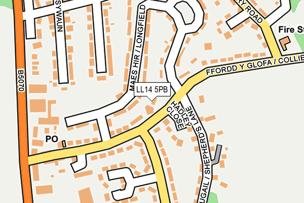 LL14 5PB map - OS OpenMap – Local (Ordnance Survey)