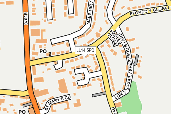 LL14 5PD map - OS OpenMap – Local (Ordnance Survey)