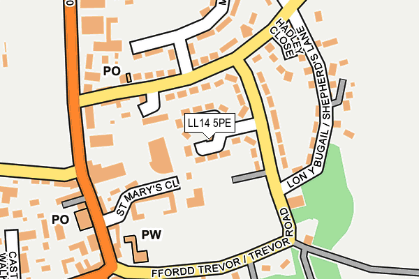 LL14 5PE map - OS OpenMap – Local (Ordnance Survey)