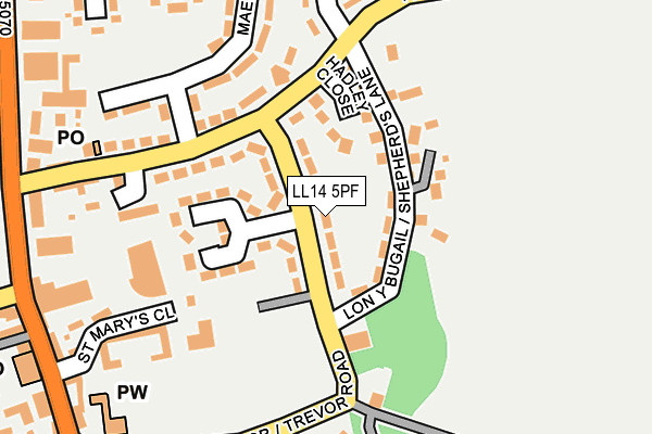 LL14 5PF map - OS OpenMap – Local (Ordnance Survey)