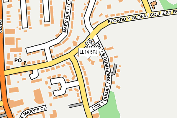 LL14 5PJ map - OS OpenMap – Local (Ordnance Survey)