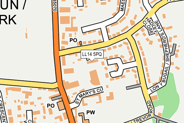 LL14 5PQ map - OS OpenMap – Local (Ordnance Survey)