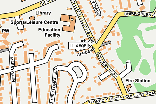 LL14 5QB map - OS OpenMap – Local (Ordnance Survey)