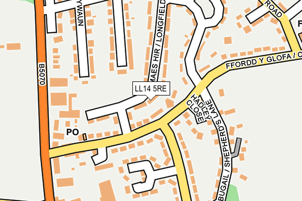 LL14 5RE map - OS OpenMap – Local (Ordnance Survey)